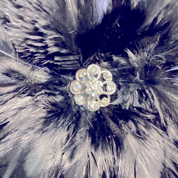 Black feather AB crystal Torrid hairpiece & Chloe+Isabel repurpose earrings prom - Picture 6 of 8